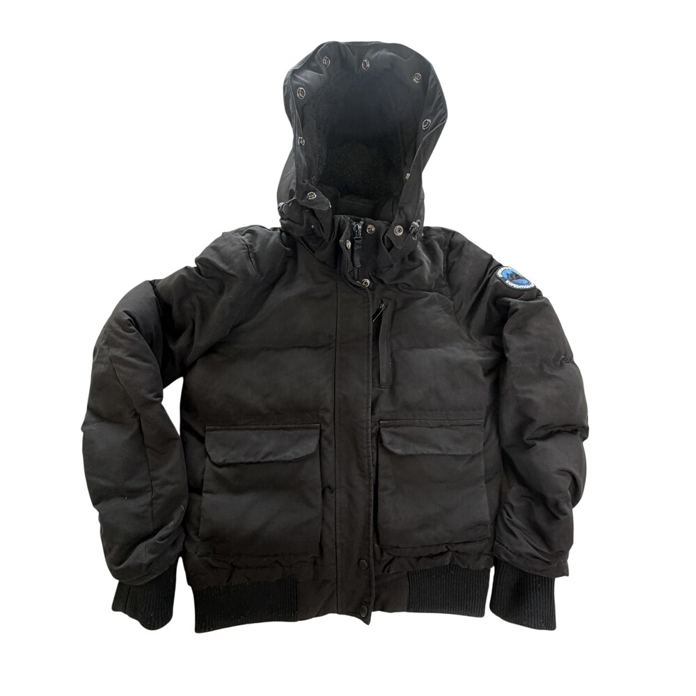 Superdry Everest Expedition Jacket Womens 8 Black Hooded Puffer Outdoor Ski